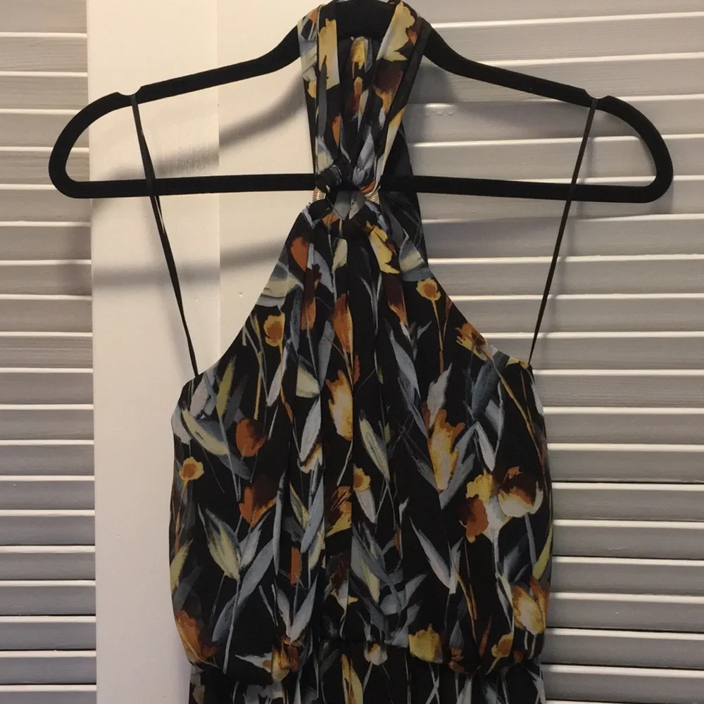 Thalia Sodi Women's Maxi Dress - Black and Gold Leaf Print - Picture 3 of 9